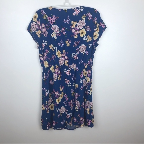 XHILARATION Blue Floral V- Neck Dress Size M - Picture 2 of 8